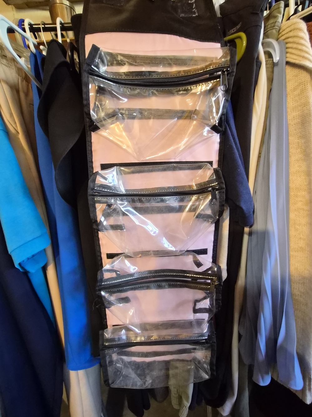Mary Kay Pink Hanging Clear Pocket Organizer with Five Zippered Pockets